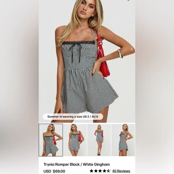 🩷Princess Polly🩷Black and White Checkered Jumpsuit - Picture 2 of 7